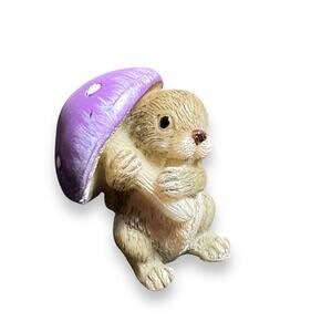 Fairy Garden Miniature Whimsical Bunny Carrying Mushroom Small Rabbit Figurine